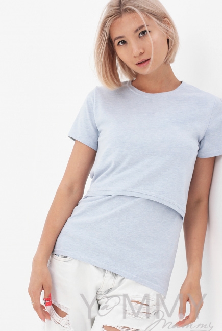 Футболка для кормящих и беременных, цвет голубой меланж