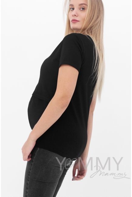 Футболка для кормящих и беременных, черная