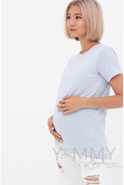 Футболка для кормящих и беременных, цвет голубой меланж