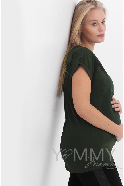 Футболка для беременных и кормящих, цвет милитари