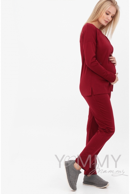 Костюм для кормящих и беременных, цвет марсала