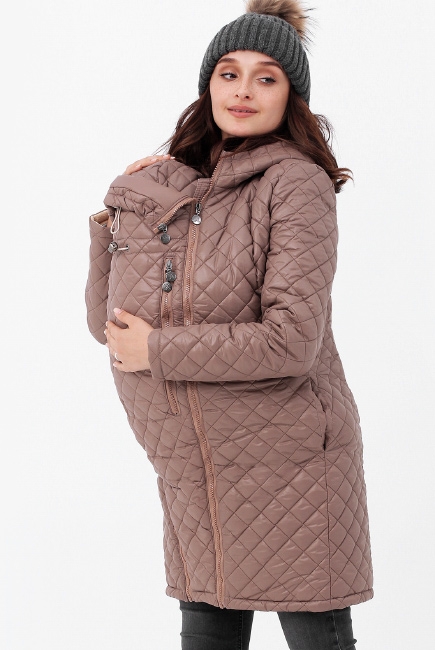 Слингокуртка зимняя 3 в 1, темно-бежевая стеганая