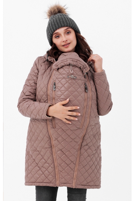 Слингокуртка зимняя 3 в 1, темно-бежевая стеганая