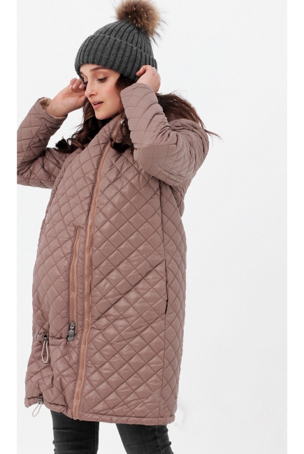 Слингокуртка зимняя 3 в 1, темно-бежевая стеганая