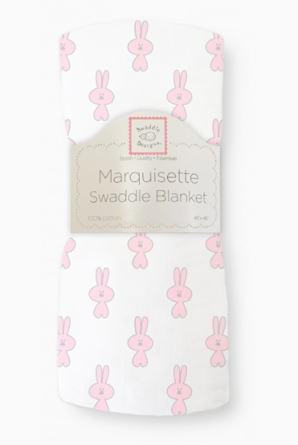 Пеленка детская тонкая SwaddleDesigns Маркизет, Little Bunnie Pstl Pink