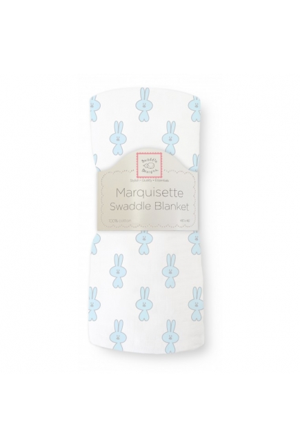 Пеленка детская тонкая SwaddleDesigns Маркизет Little Bunnie Pstl Blue