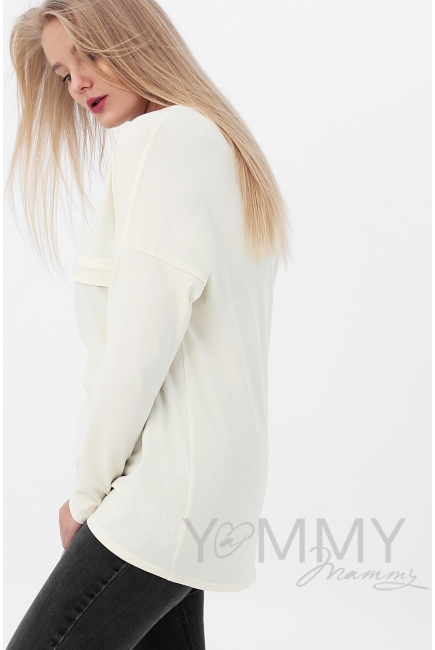 Лонгслив для беременных и кормящих с горизонтальной молнией, цвет экрю
