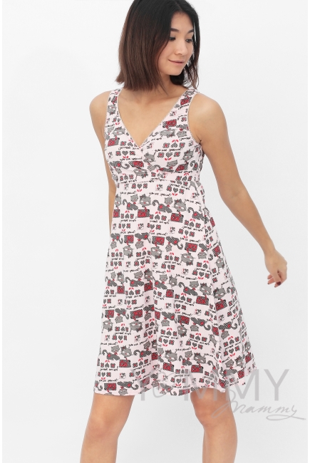 Ночная сорочка - топ розовая / котята