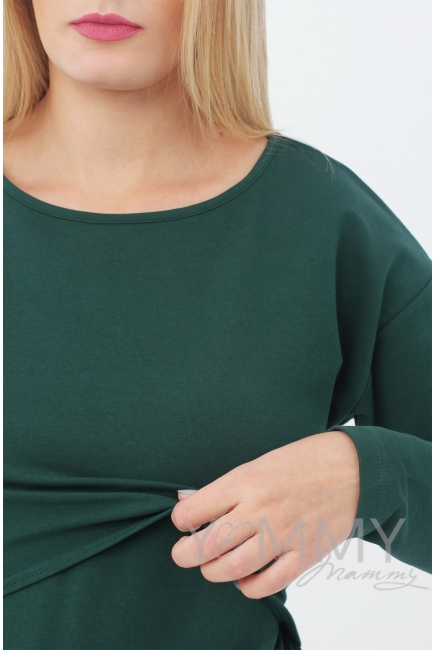 Платье для беременных и кормящих с длинным рукавом с карманами, милитари