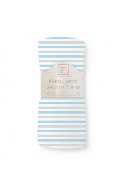 Пеленка детская тонкая SwaddleDesigns Маркизет Simple Stripes Pstl Blue
