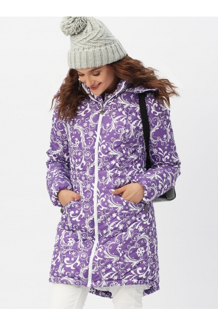 Слингокуртка зимняя 3в1, цвет фиолетовая с белым узором
