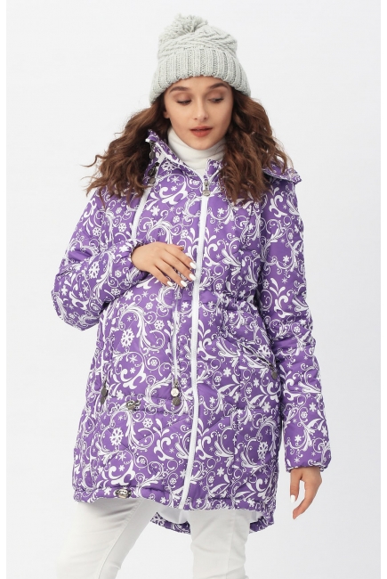 Слингокуртка зимняя 3в1, цвет фиолетовая с белым узором