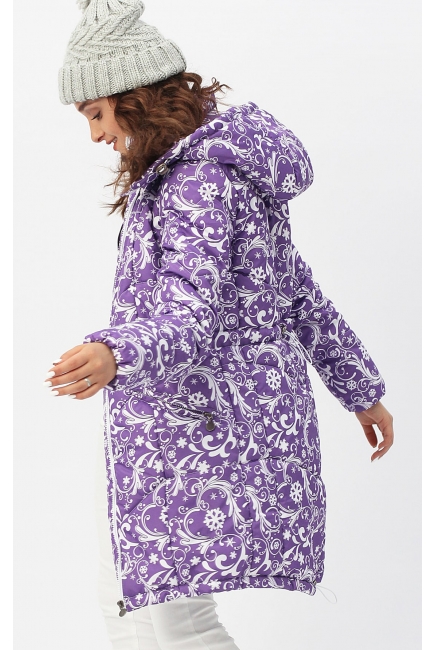 Слингокуртка зимняя 3в1, цвет фиолетовая с белым узором