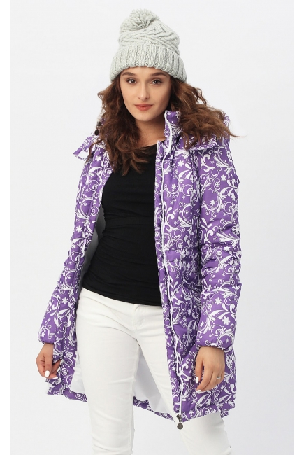 Слингокуртка зимняя 3в1, цвет фиолетовая с белым узором