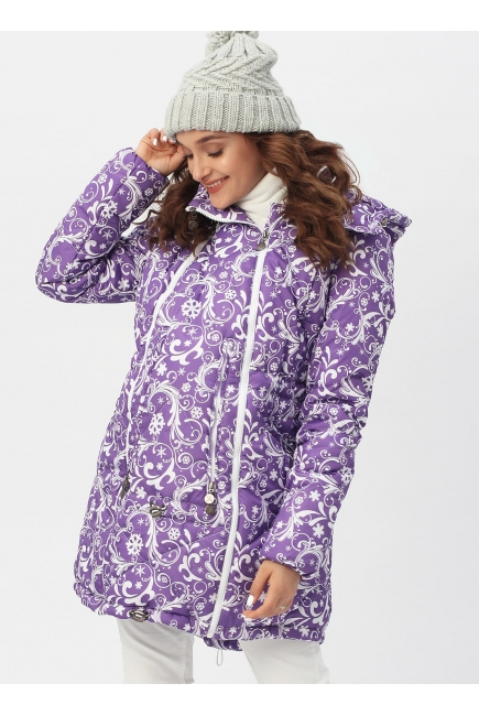 Слингокуртка зимняя 3в1, цвет фиолетовая с белым узором