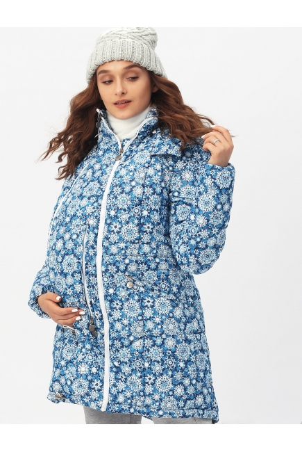 Слингокуртка зимняя 3 в 1, голубая со снежинками