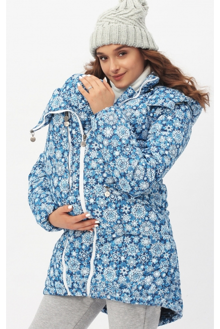 Слингокуртка зимняя 3 в 1, голубая со снежинками