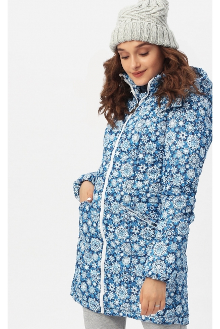 Слингокуртка зимняя 3 в 1, голубая со снежинками