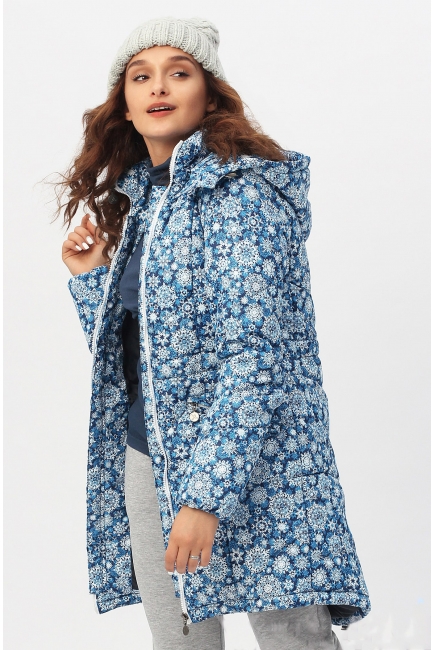 Слингокуртка зимняя 3 в 1, голубая со снежинками