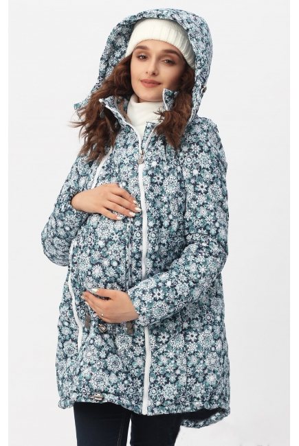 Слингокуртка зимняя 3 в 1, цвет синяя со снежинками