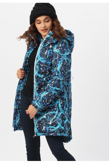 Слингокуртка зимняя 3 в 1, цвет синий с узорами