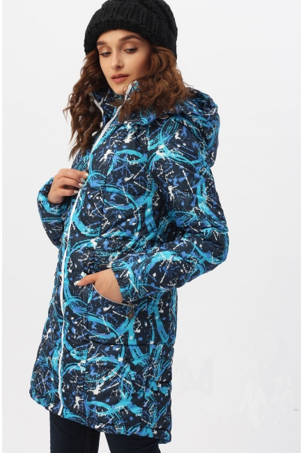 Слингокуртка зимняя 3 в 1, цвет синий с узорами