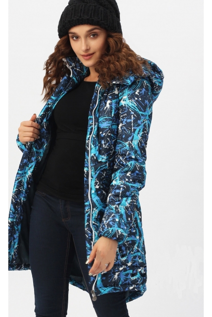 Слингокуртка зимняя 3 в 1, цвет синий с узорами