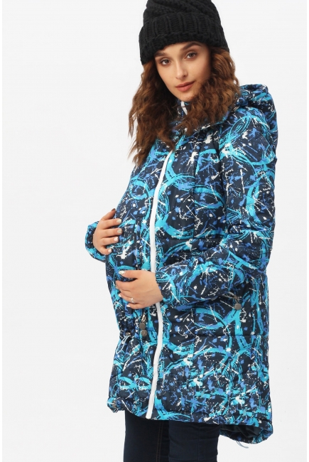 Слингокуртка зимняя 3 в 1, цвет синий с узорами