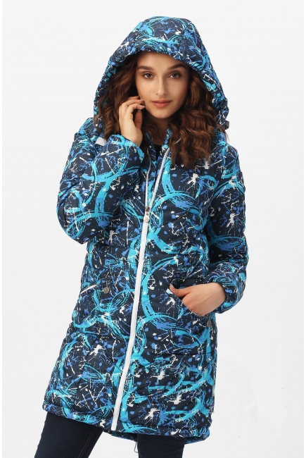 Слингокуртка зимняя 3 в 1, цвет синий с узорами