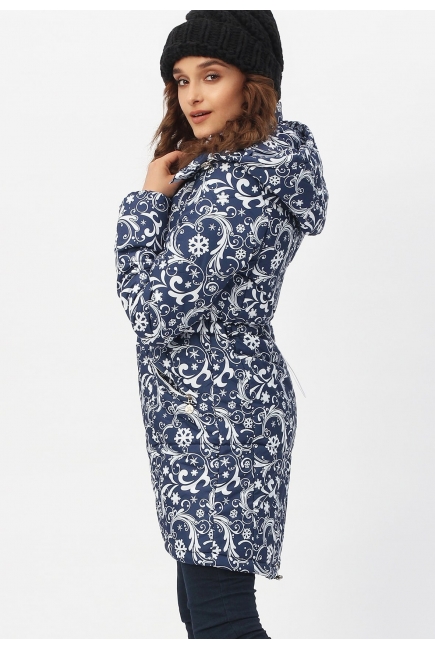 Слингокуртка зимняя 3в1, темно-синяя с белым узором