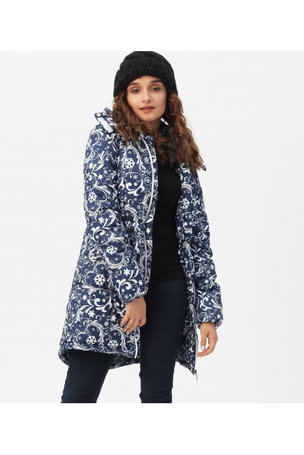 Слингокуртка зимняя 3в1, темно-синяя с белым узором