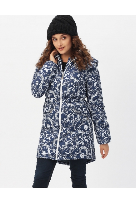 Слингокуртка зимняя 3в1, темно-синяя с белым узором