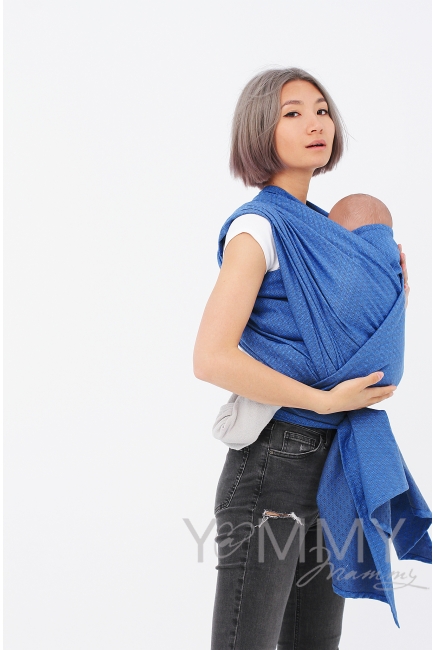 Слинг-шарф алмазного плетения YM, цвет васильковый/темно-серый