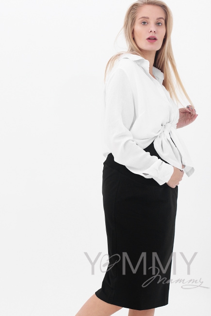 Юбка-карандаш для кормящих и беременных из замши, цвет черный