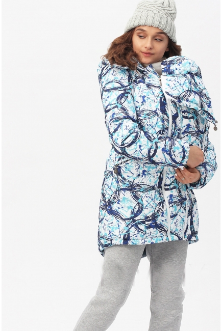 Слингокуртка зимняя 3 в 1, белая с узорами