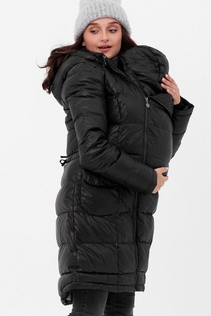 Слингопальто-слингокуртка зимняя пуховая 3 в 1, черная