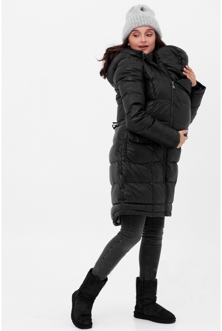 Слингопальто-слингокуртка зимняя пуховая 3 в 1, черная