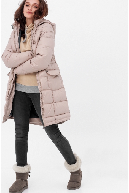 Слингопальто-слингокуртка зимняя пуховая 3 в 1, бежевый