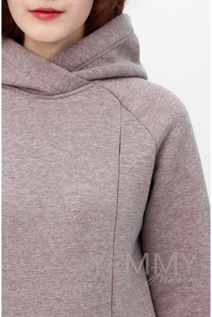 Костюм для беременных и кормящих с начесом, коричневый