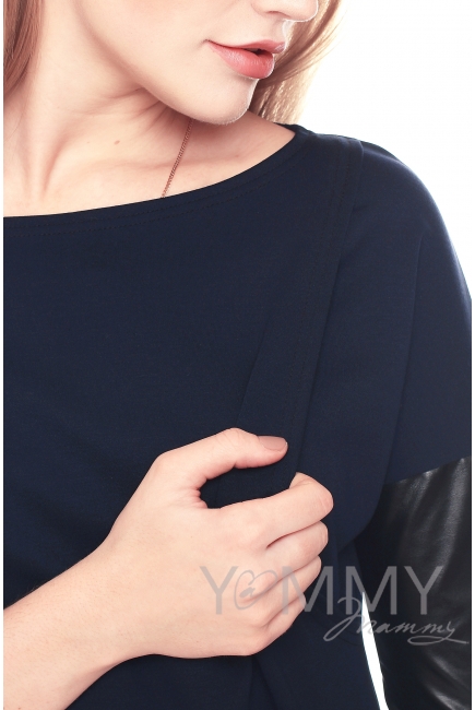 Платье-туника темно-синее для беременных