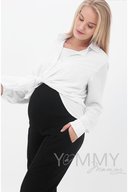 Брюки для беременных с вставкой на живот, черные
