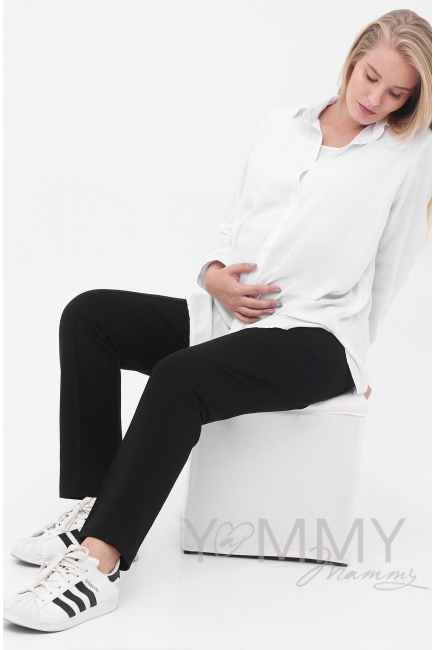 Брюки для беременных и кормящих с вставкой на живот, черныеБрюки для беременных с вставкой на живот, черные