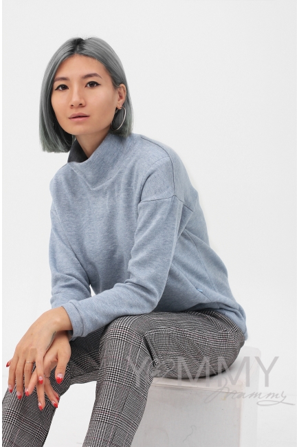 Брюки для беременных и кормящих универсальные в клеточку, серые