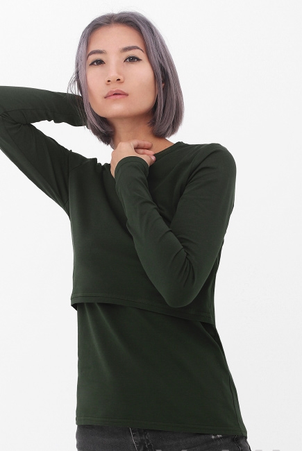 Футболка для кормящих и беременных с длинным рукавом, хаки