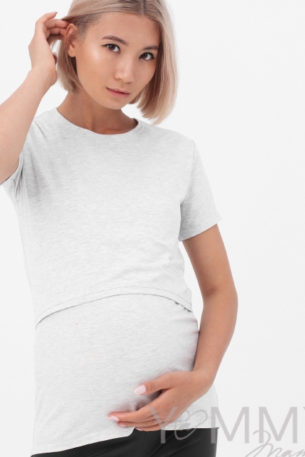 Футболка для беременных и кормящих, цвет серый меланж