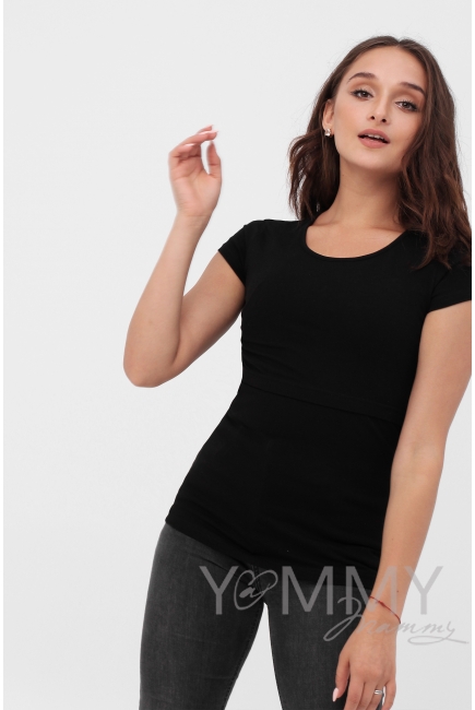 Футболка для кормящих и беременных, цвет черный