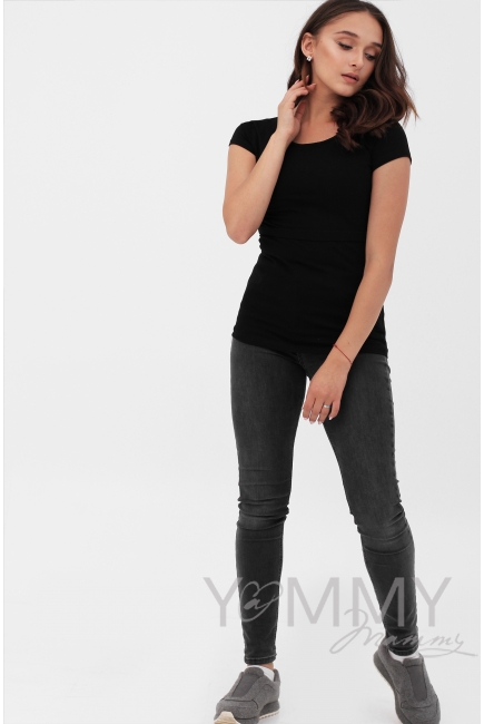 Футболка для кормящих и беременных, цвет черный