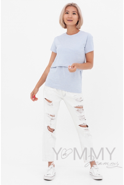 Футболка для кормящих и беременных, цвет голубой меланж