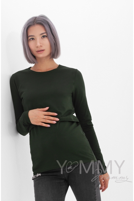 Футболка для кормящих и беременных с длинным рукавом, хаки