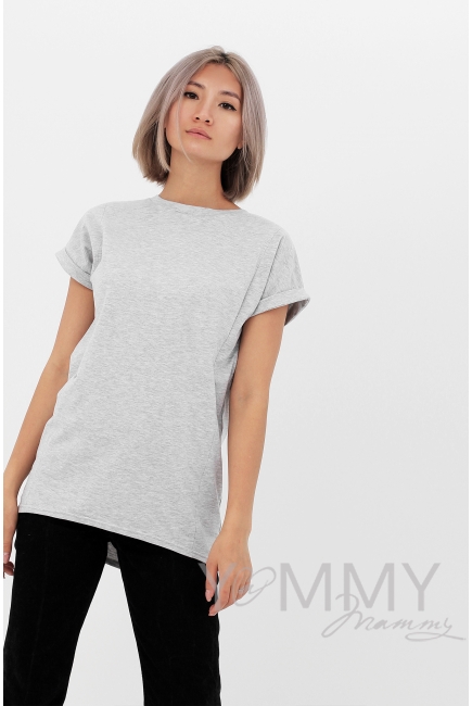 Футболка для кормящих и беременных, серый меланж